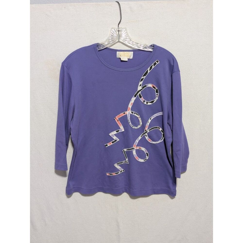 Vintage Women's Lilly of California Long Sleeve Shirt Purple Size Large Made USA